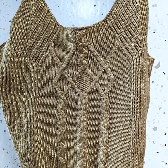 Kika Vargas Tank 2X Gold Cable Knit Tank - Picture 4 of 11